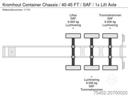 Kromhout Container Chassis / 40-45 FT / SAF / 1x Lift Axle
