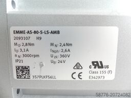 Festo EMME-AS-80-S-LS-AMB Servomotor 2093107 H9 SN: 3S7PLKFS6LL