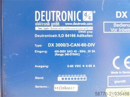  Deutronic DX 3000 / 3-CAN-60-DIV Einbaustromversorgung Stand: 1 SN: 9122080017