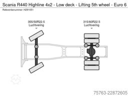 Scania R440 Highline 4x2 - Low deck - Lifting 5th whee...