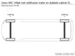 Iveco 40C 145pk met veldhuizen trailer en dubbele cab...