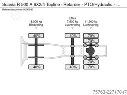Scania R 500 A 6X2/4 Topline - Retarder - PTO/Hydrauli...