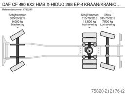 DAF CF 480 6X2 HIAB X-HIDUO 298 EP-4 KRAAN/KRAN/CRA...