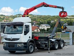 RENAULT PREMIUM 410 * ABROLLKIPPER 5,05 m * KRAN/ FUNK