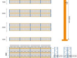 TOTAL-REGAL 6 x 13,7 m lang, 5 m hoch 30 Rahmen, 144 Traversen (3300)