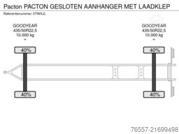 Pacton PACTON GESLOTEN AANHANGER MET LAADKLEP