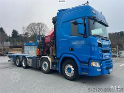Scania R580 8x2 crane truck w/ 95t/m hmf crane, jib, winc