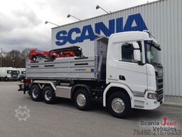 Three-sided tipper truck Scania R 520 B8x4HA 3-S-Kipper HMF 2820