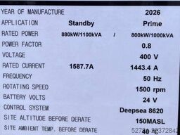 Cummins KTA38-G5 - 1100 kVA Generator - DPX-18815