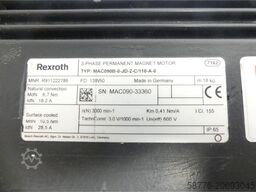 Indramat MAC090B-0-JD-2-C/110-A-0 MNR: R911222786 Motor SN: MAC090-33360