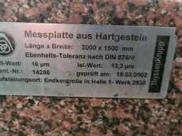Thyssen Messplatte aus Hartgestein 3000 x 1500mm
