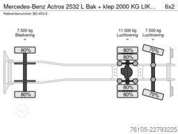Mercedes-Benz Actros 2532 L Bak + klep 2000 KG LIKE NEW!! TUF...