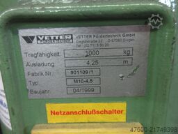 Vetter Kran Drehkran Hallenkran 1000KG M10-4.5 NL 1000Kg 1t L 4,25m + Kettenzug