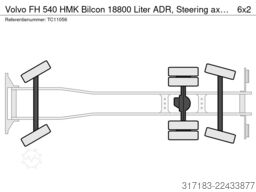Volvo FH 540 HMK Bilcon 18800 Liter ADR, Steering axl...