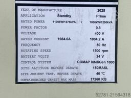 Cummins KTA50-G3 - 1375 kVA Generator - DPX-18819