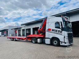  Wiese Stufensattel Tieflader mit Kran Fassi F545