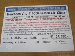Mercedes-Benz Vito 114CDI Kasten LR - Heckdrehtüren - TOP Zustand - Kima, Tempomat, Rückfahrkamera