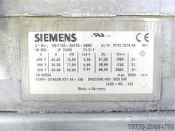 Siemens 1PH7133-2HF03-0BB0 Kompakt-Asynchronmotor SN:YFR725207808001 ohne Lüfter
