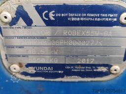 Hyundai R55W-9A with 3 excavator buckets