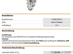 Garant Nr. 21420 / Gr. 200/14 Planfräser 45°