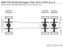 MAN TGA 26.360 6x6 Kipper/ Hiab 144 E-2 HiPro Euro 5