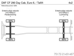 DAF CF 290 Day Cab, Euro 6, / Tallift