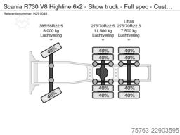 Scania R730 V8 Highline 6x2 - Show truck - Full spec -...