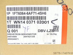 Siemens 1FT6064-6AF71-4SH6 Synchronservomotor SN:WN14037102001 - ! -