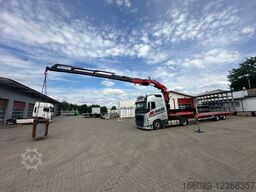 Wiese Stufensattel Tieflader mit Kran Fassi F545