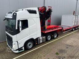 Wiese Stufensattel Tieflader mit Kran Fassi F545