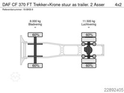 DAF CF 370 FT Trekker+Krone stuur as trailer. 2 Asser