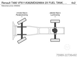 Renault T480 VF611A362MD029904  2X FUEL TANK, PARKING A...