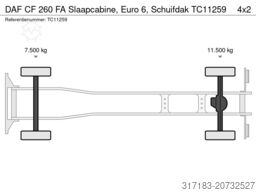 DAF CF 260 FA Slaapcabine, Euro 6, Schuifdak