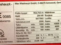 WEISHAUPT RGL / 70 - 10500kw /// Mit Schaltschrank