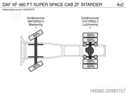 DAF XF 480 FT SUPER SPACE CAB ZF INTARDER