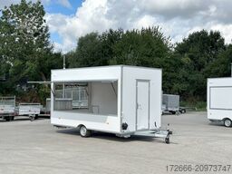 Blyss H18422HN | WEISS 420X223X230CM 1800KG VERKAUFSANHÄNGER | 2X VERKAUFSKLAPPE