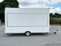 Blyss H18422HN | WEISS 420X223X230CM 1800KG VERKAUFSANHÄNGER | 2X VERKAUFSKLAPPE