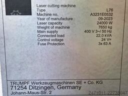 TRUMPF 24KW TruLaser 5030 Fiber L76