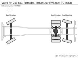 Volvo FH 750 6x2, Retarder, 15000 Liter RVS tank