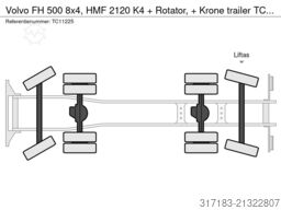 Volvo FH 500 8x4, HMF 2120 K4 + Rotator, + Krone trai...