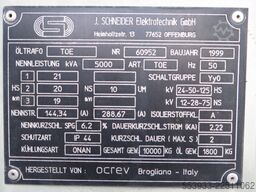 5 MVA Öl-Trafo 20/10 kV Schneider Bj. 1999, Yy0