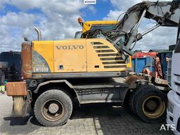 Volvo EW160B wheeled machine w/ support leg and shear