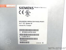 Siemens / Trumpf 6FC5203-0AF52-0AA0 Operator Panel SN T-U32018414 12,1