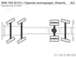 MAN TGS 35.510 + Kippende aanhangwagen, Afneembare ...