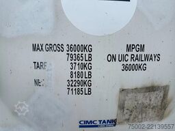 CIMC FOOD 20FT ISO / 25.910L-1-COMP. / L4BN / UN Por...