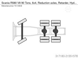 Scania R580 V8 90 Tons, 6x4, Reduction axles, Retarder...