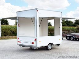 Blyss H15252HN | WEISS 250X203X230CM 1500KG VERKAUFSANHÄNGER | 2X VERKAUFSKLAPPE