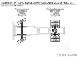 Scania R124-400 L 4x2 SLEEPERCAB ADR/VLG (2 FUEL LINES...