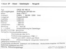 HC Hangcha 8000 kg - CPCD 80 HW 14
