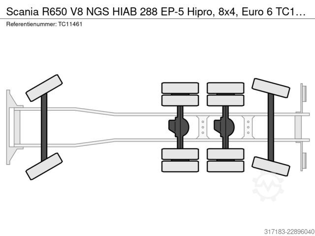 Open body Scania R650 V8 NGS HIAB 288 EP-5 Hipro, 8x4, Euro 6